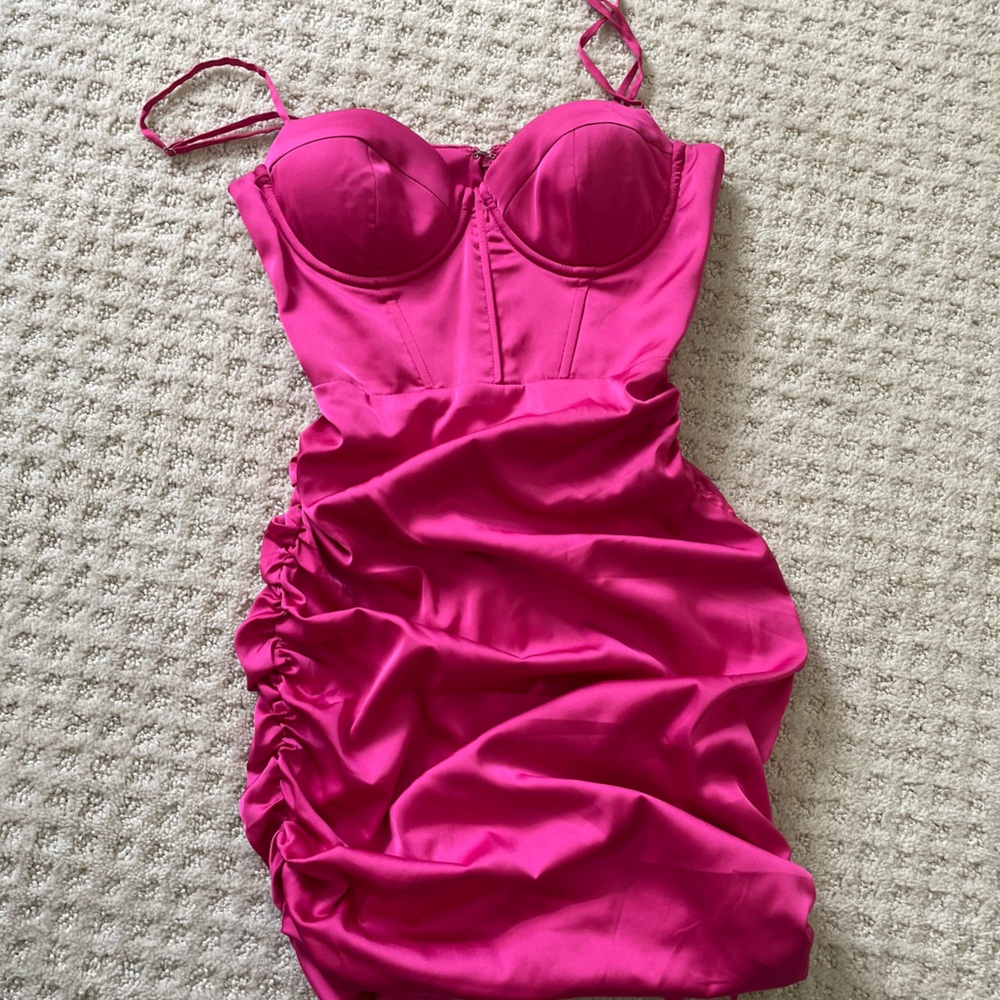 Oh Polly Fuchsia Zip-Up Dress